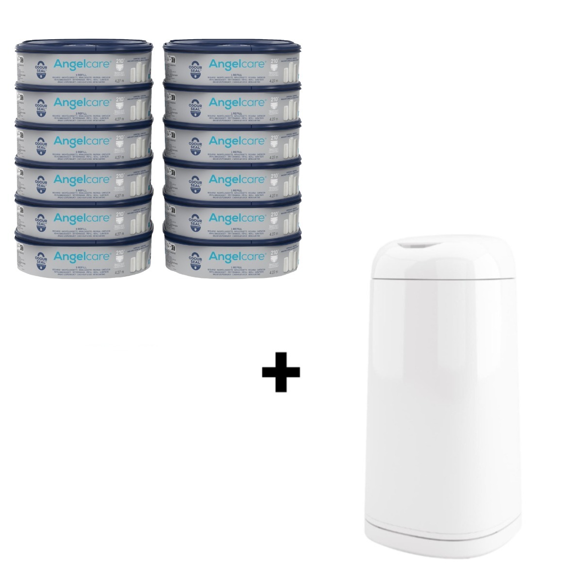 Angelcare Dress Up 12-pack Navulcassette incl. Witte Luieremmer