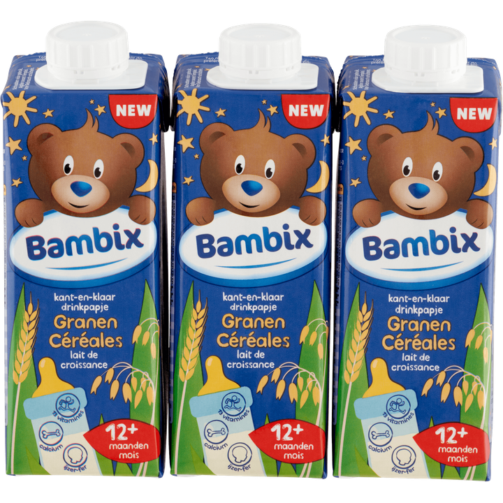 Bambix Kant-en-Klaar Drinkpapje Granen 12+ Maanden 3 x 250 ml