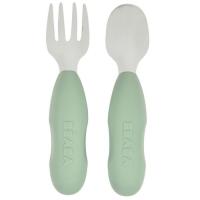 Beaba Bestekset Roestvrijstaal Sage Green 2-Pack