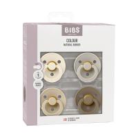 BiBs Colour Fopspeen - Rond - 4 Stuks - 0-6 Mnd - Ivory/Sand/Vanilla/Dark Oak
