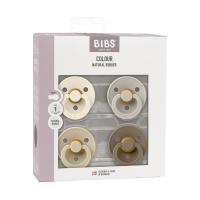 BiBs Colour Fopspeen - Rond - 4 Stuks - 0-6 Mnd - Ivory/Sand/Vanilla/Dark Oak