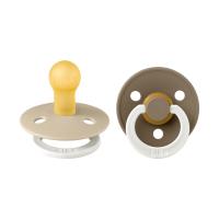 BiBs Glow In The Dark Fopspeen - Rond - 2 Stuks - 6-18 Mnd - Oak/Vanilla