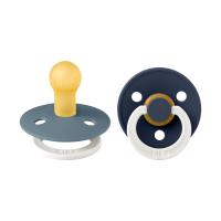 BiBs Glow In The Dark Fopspeen - Rond - 2 Stuks - 6-18 Mnd - Petrol/Deep Space
