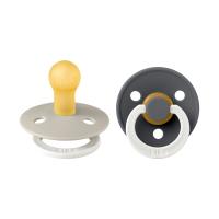 BiBs Glow In The Dark Fopspeen - Rond - 2 Stuks - 6-18 Mnd - Sand/Iron