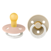 BiBs Glow In The Dark Fopspeen - Rond - 2 Stuks - 6-18mnd - Blush/Vanilla