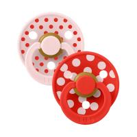 BiBs Studio Polka Fopspeen - Rond - 2 Stuks - 6-18 Mnd - Blossom / Candy Apple