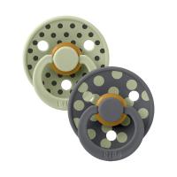 BiBs Studio Polka Fopspeen - Rond - 2 Stuks - 6-18 Mnd - Sage / Iron