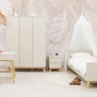 Bopita Saba Tienerkamer – Dune / Naturel – Bed 90×200 cm + Nachtkastje + Bureau + 3‑Deurs Kast