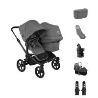 Bugaboo Donkey 6 Double Kinderwagen - Essentiël Bundel - Black/Moon Grey