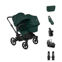 Bugaboo Donkey 6 Double Kinderwagen - Essentiël Bundel - Black/Fern Green