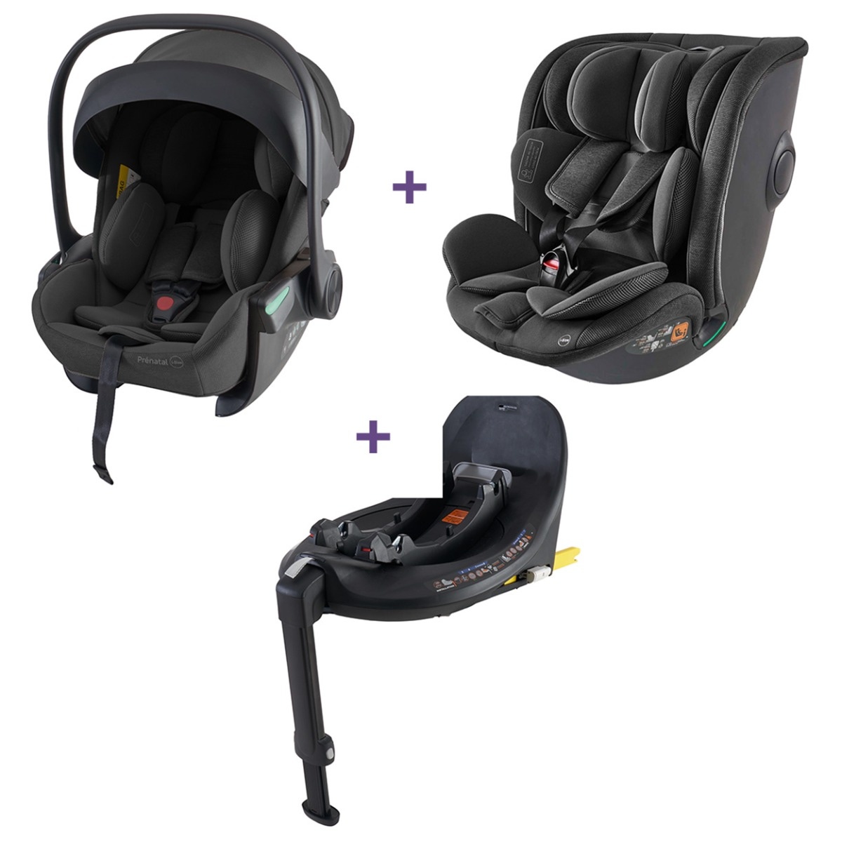 Bundel Prénatal autostoel Sunny, Sacha & base zwart