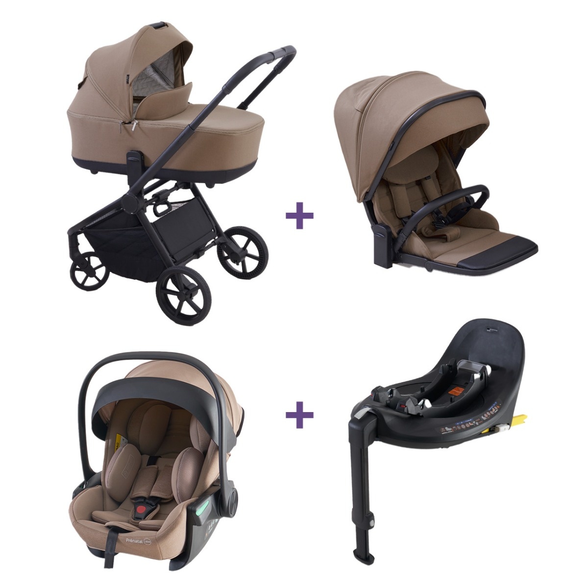 Bundel Prénatal kinderwagen Sammy & autostoel Sunny inc. base taupe