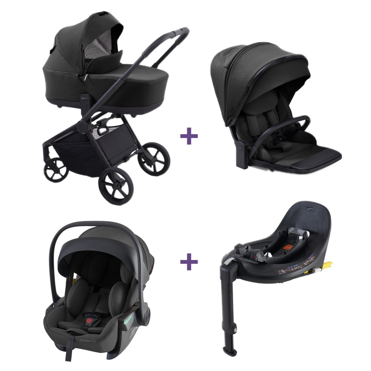 Bundel Prénatal kinderwagen Sammy & autostoel Sunny inc. base zwart