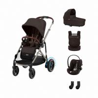 Cybex e-Gazelle S 3-in-1 Kinderwagen Set S Incl. Amya - Taupe/Chocolate Brown