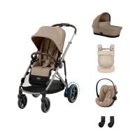 Cybex e-Gazelle S 3-in-1 Kinderwagen Set S Incl. Amya - Taupe/Almond Beige