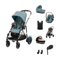 Cybex e-Gazelle S 3-in-1 Kinderwagen Set XL Incl. Amya - Taupe/Stormy Blue