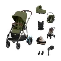 Cybex e-Gazelle S 3-in-1 Kinderwagen Set XL Incl. Amya - Taupe/Moss Green