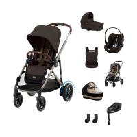 Cybex e-Gazelle S 3-in-1 Kinderwagen Set XL Incl. Amya - Taupe/Chocolate Brown