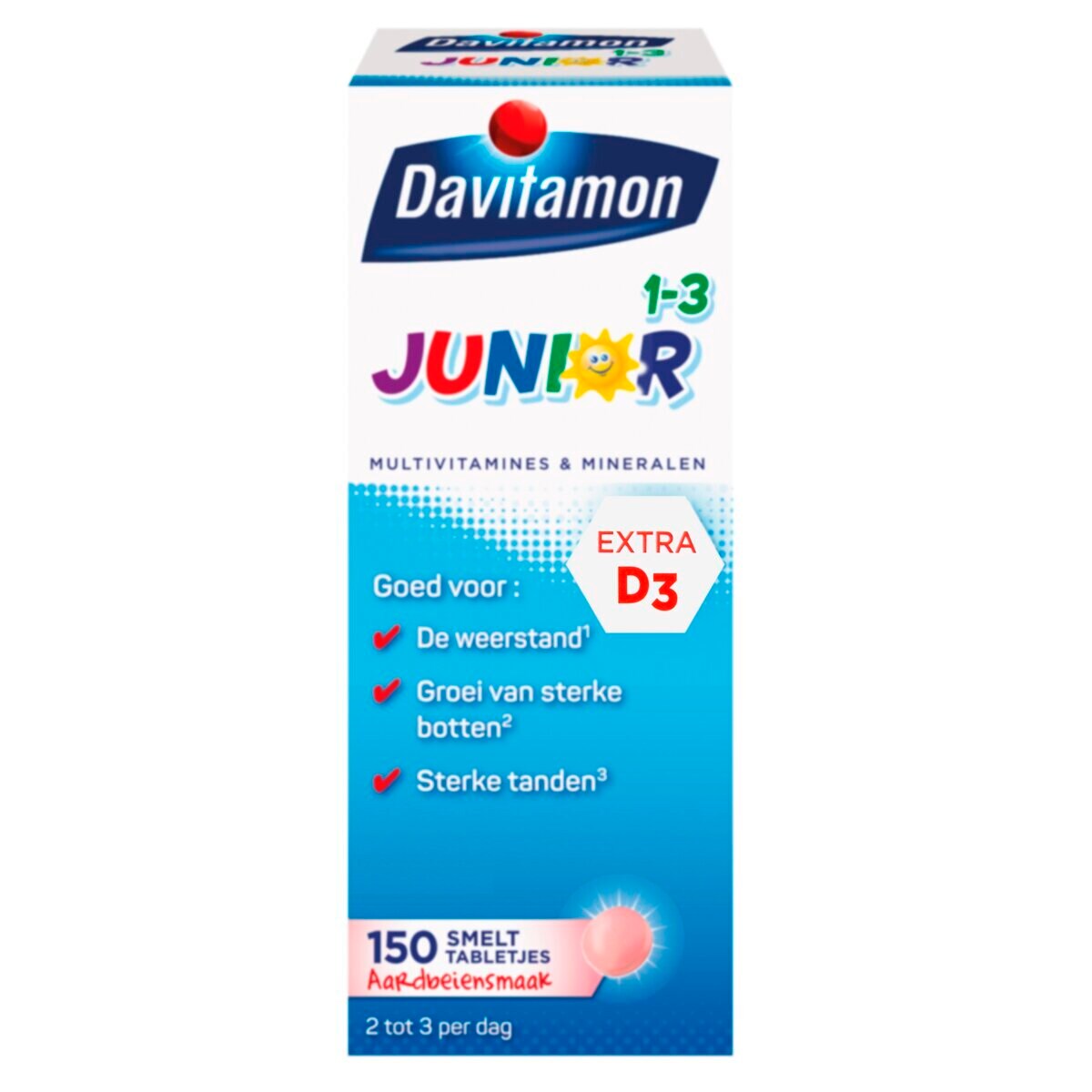 Davitamon Junior 1-3 Aardbei Smelttabletten