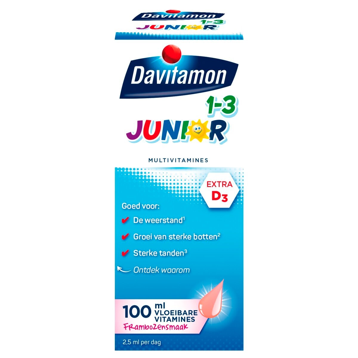 Davitamon Junior 1+ Framboos Vloeibare Vitaminen