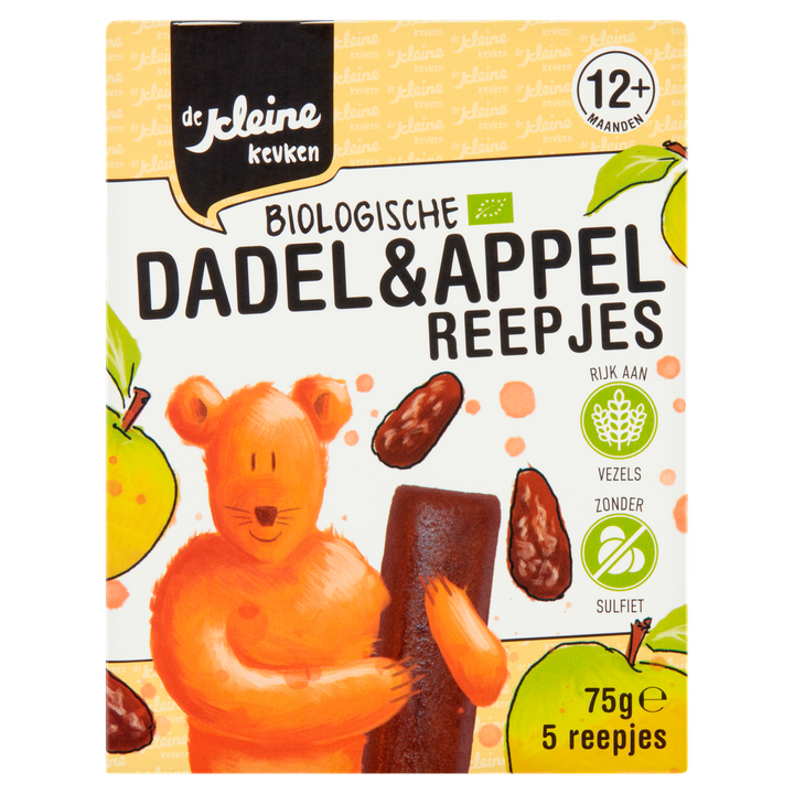 De Kleine Keuken Biologische Dadel & Appel Reepjes 12+ Maanden 5 Stuks 75 g