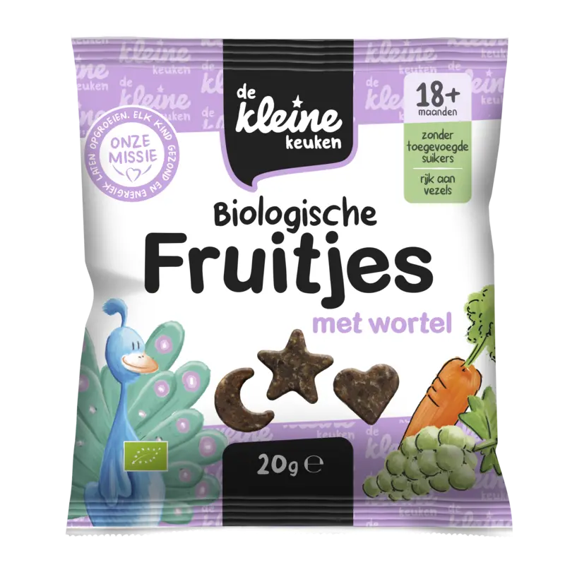 De Kleine Keuken Biologische fruitjes met wortel 18m+