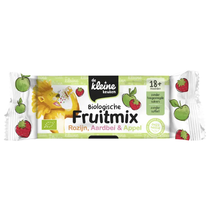 De Kleine Keuken Biologische fruitmix rozijn aardbei 18m+