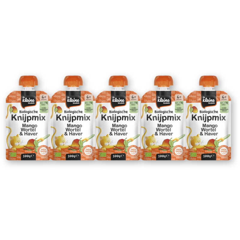 De Kleine Keuken Knijpmix Mango & wortel 6m+ 5-pack