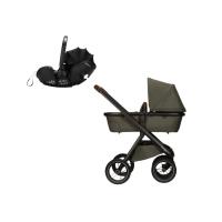 Dubatti One E5 Kinderwagen 3-in-1 - Black / Dark Brown - Green | Dubatti by Römer Autostoeltje Babysafe Pro - Carbon Black