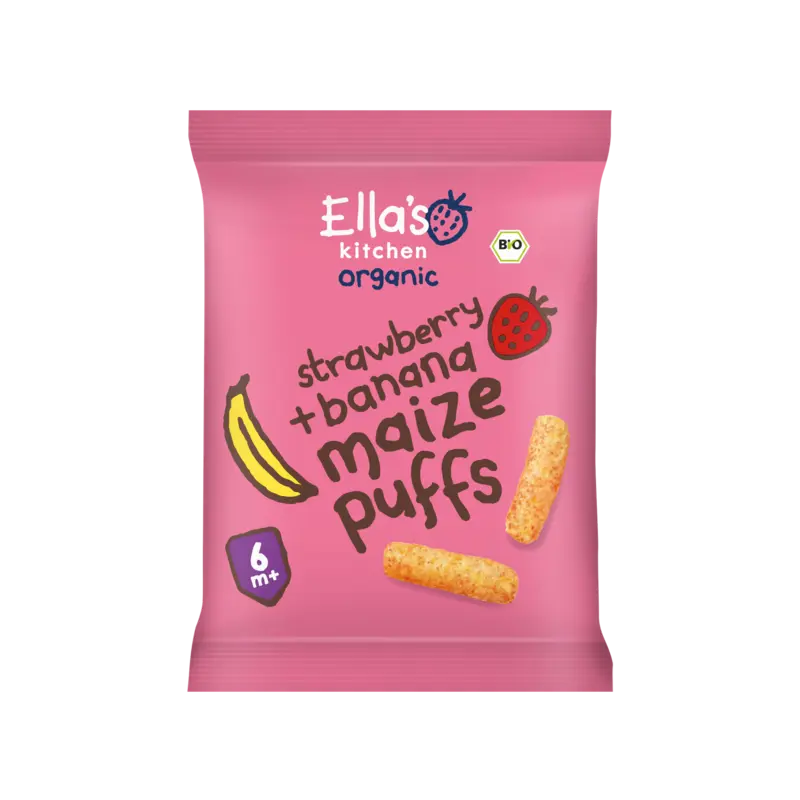 Ella's kitchen Maize puffs aardbei + banaan 6m+ bio