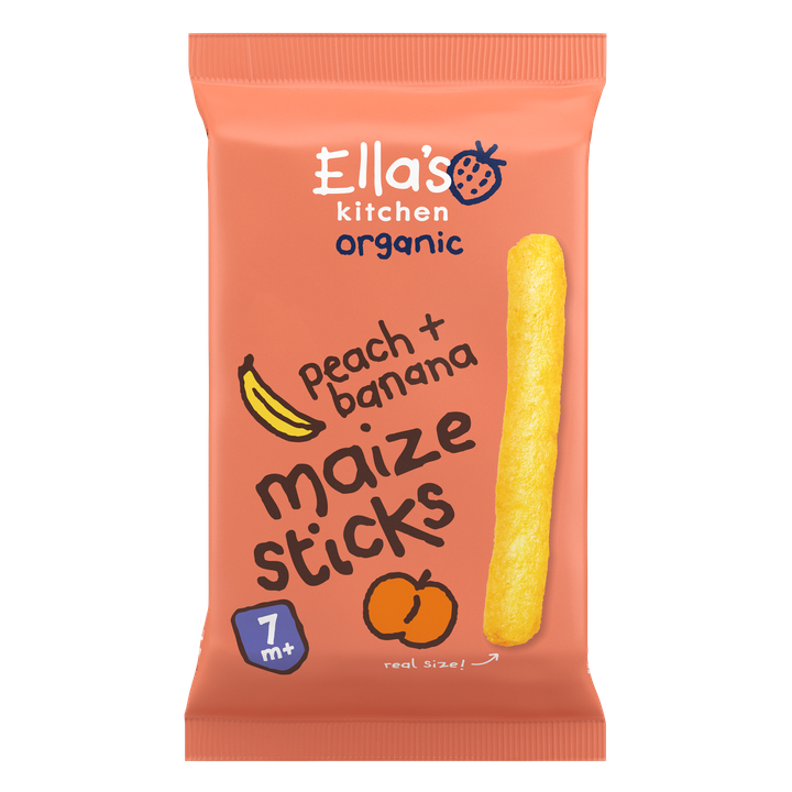 Ella's Kitchen Maize sticks perzik + banaan 7+ biologisch 16 g