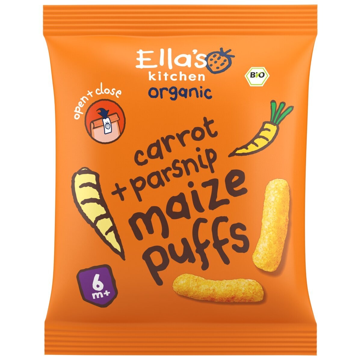 Ella's Kitchen Organic 6+M Carrot + Parsnip Maize Puffs