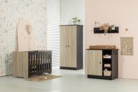 Interbaby Ledikant 60 x 120 - Commode 1 deur 3 vakken - Hanglegkast Basalt