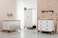 Interbaby Ledikant 60 x 120 - Commode 3 Laden - Hanglegkast 2-Deurs Strips Wit