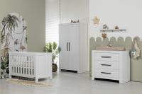 Interbaby Ledikant 70 x 140 - Commode 3 Laden - Hanglegkast 2-Deurs Malmo Wit
