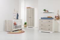 Interbaby Ledikant 70 x 140 Incl. Juniorzijden - Commode 3 laden - Hanglegkast Rock