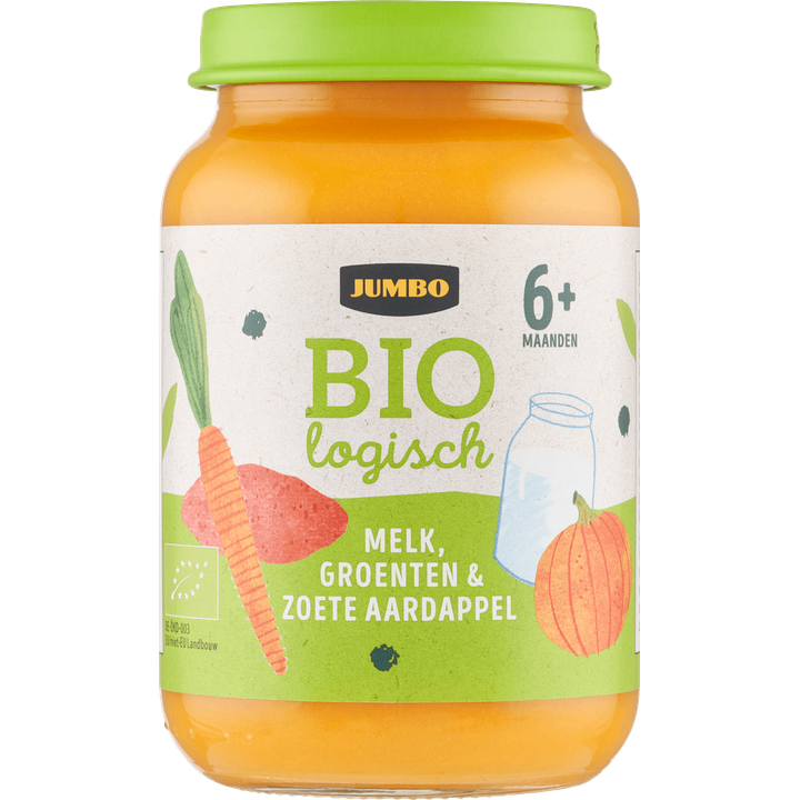 Jumbo Babyvoeding Biologisch Melk, Groenten & Zoete Aardappel 6+ Maanden 190 g