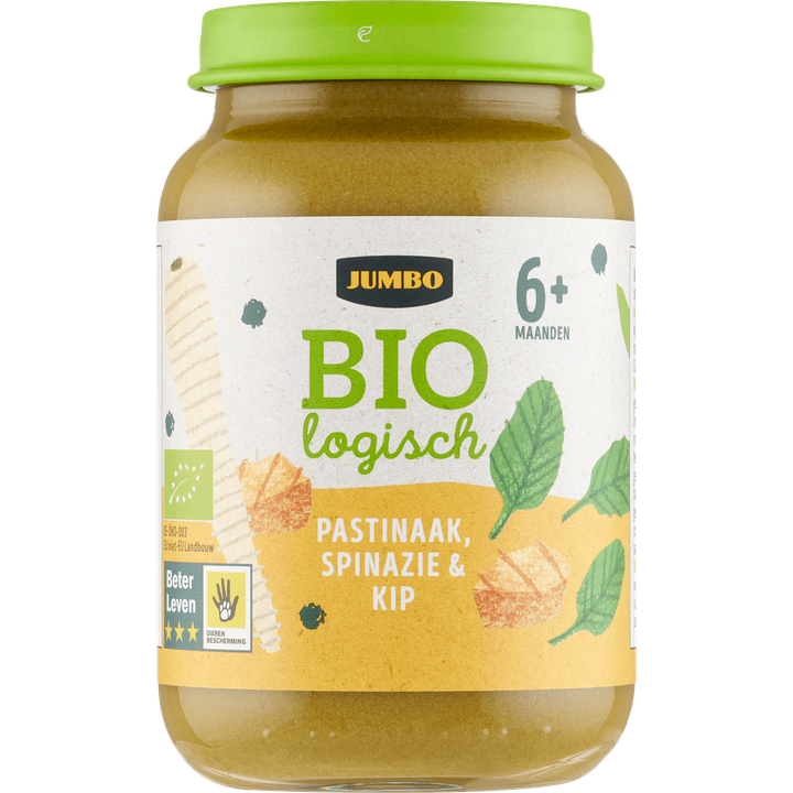 Jumbo Biologisch Babyvoeding Pastinaak, Spinazie & Kip 6+ Maanden 190 g