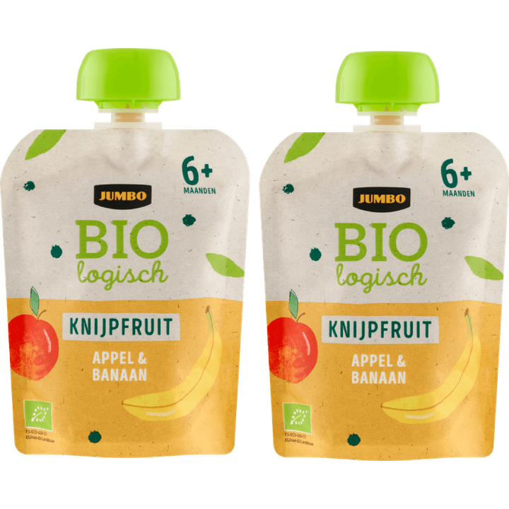 Jumbo Biologisch Knijpfruit Appel & Banaan 6+ Maanden 2 x 90 g