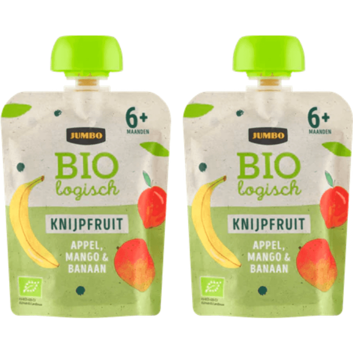 Jumbo Biologisch Knijpfruit Appel, Mango & Banaan 6+ Maanden 2 x 90 g