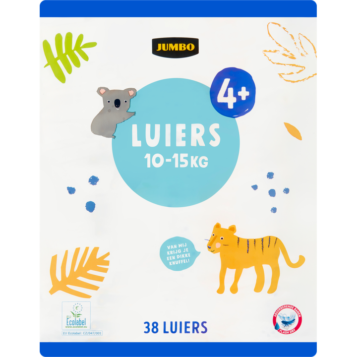 Jumbo Luiers Maat 4+ 10-15 kg 38 Stuks