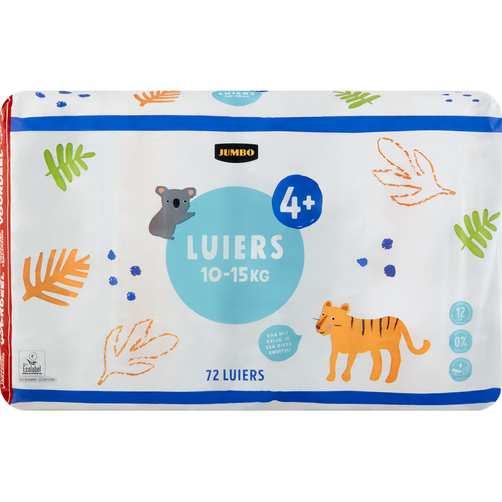 Jumbo Luiers Maat 4+ 10-15 kg Voordeelverpakking 72 Stuks