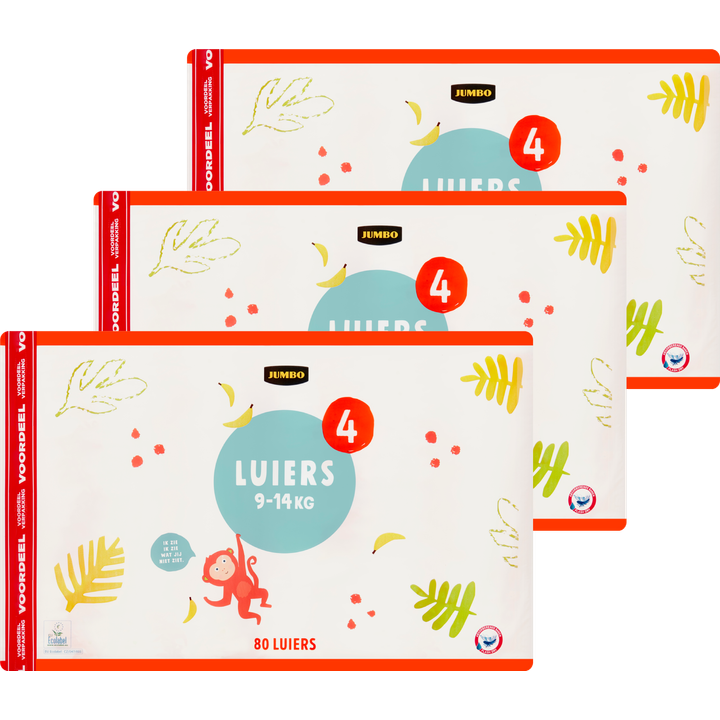 Jumbo Luiers Maat 4 9-14 kg 3 x 80 Stuks - Voordeelverpakking