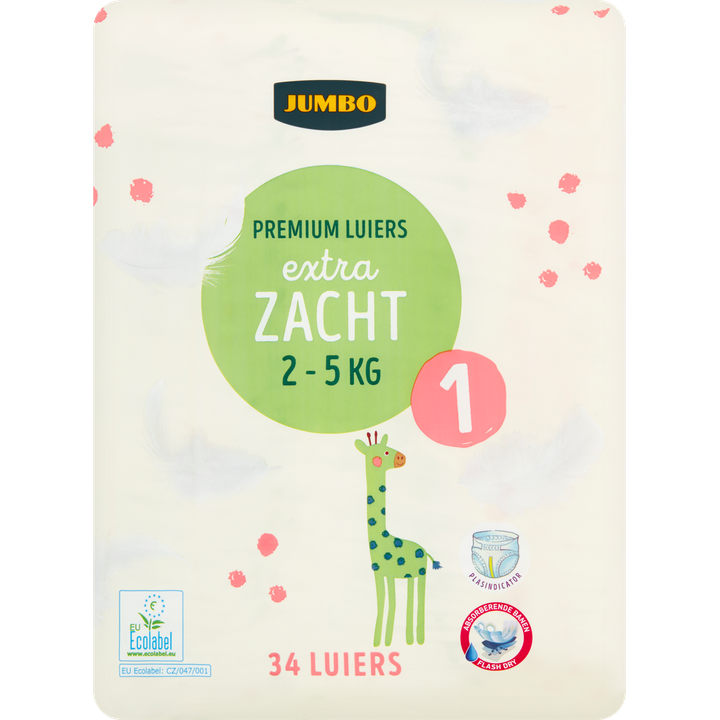 Jumbo Premium Luiers Maat 1 2-5 kg 34 Stuks