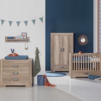 Kidsmill Brent Babykamer Oldwood | Bed Incl. Lade 60 x 120 cm + Commode + Kast 3-Deurs