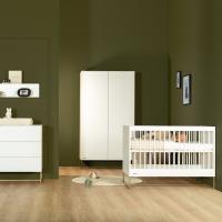 Kidsmill Intense II Babykamer Wit / Patinated Brass | Ledikant 60 x 120 cm + Commode + Kast 3-Deurs