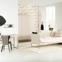 Kidsmill Intense II Kinderkamer Oatmeal / Patinated Brass | Bed 90 x 200 cm + Bureau + Kast 2-Deurs