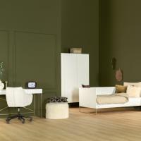 Kidsmill Intense II Kinderkamer Wit / Patinated Brass | Bedbank 90 x 200 cm + Bureau + Kast 3-Deurs