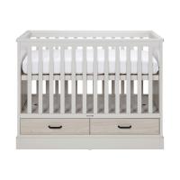 Kidsmill Newport Ledikant 60 x 120 cm - Incl. Zwarte Grepen - Oatmeal / Eiken