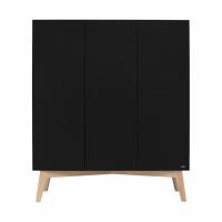 Kidsmill Sixties Kledingkast 3-deurs Zwart Mat / Naturel